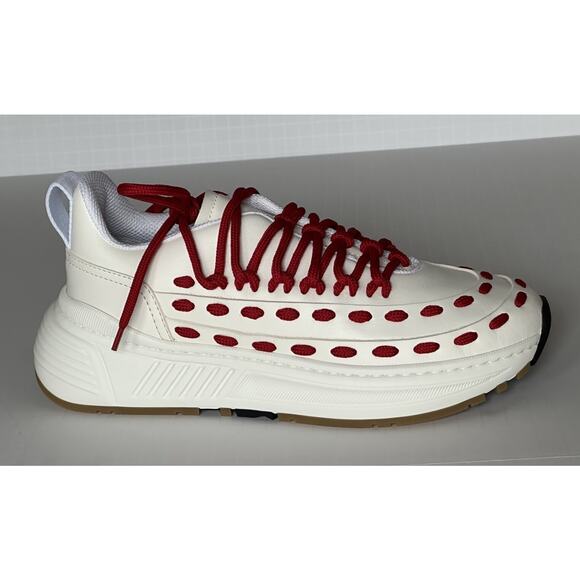 Bottega Veneta Mens Leather White/Red Sneakers 8.5 US (41.5 Eu) 578305 NIB $990 main image 10
